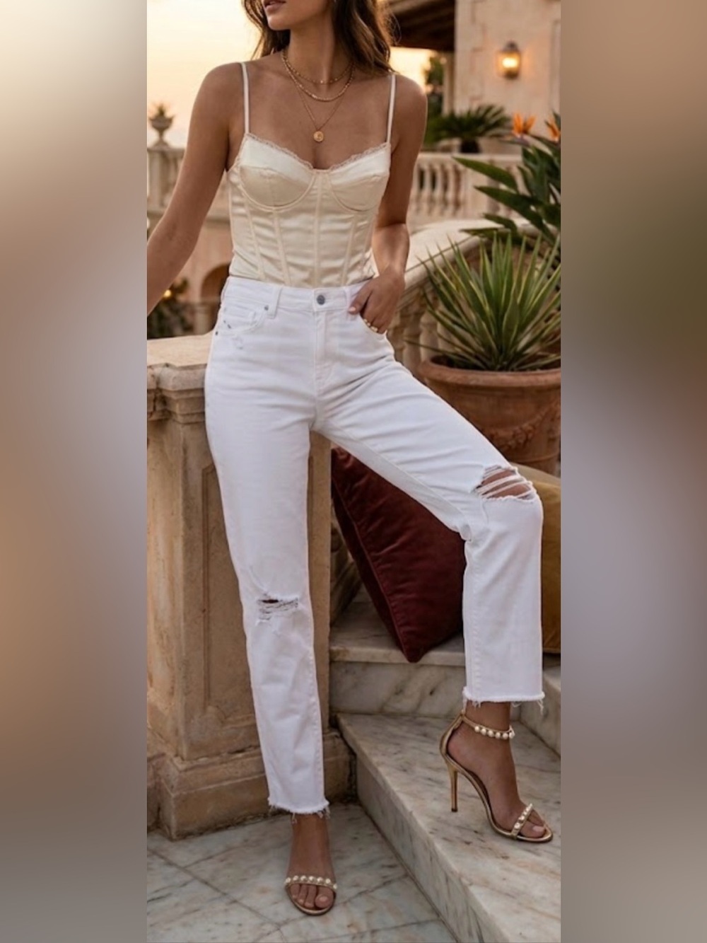 PAIGE JEANS Women's White Straight Ankle Leg